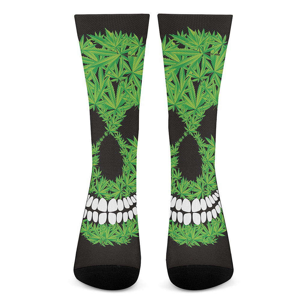 Cannabis Skull Print Crew Socks