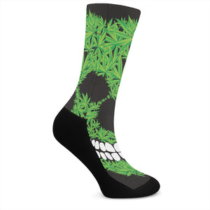 Cannabis Skull Print Crew Socks