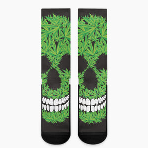 Cannabis Skull Print Crew Socks