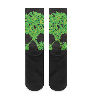 Cannabis Skull Print Crew Socks