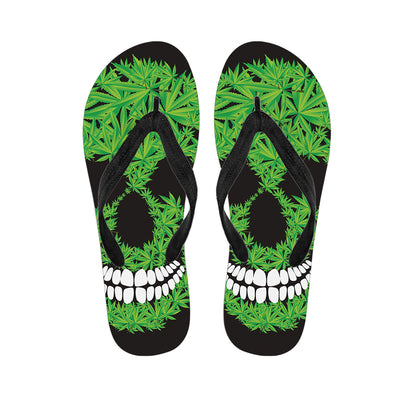 Cannabis Skull Print Flip Flops