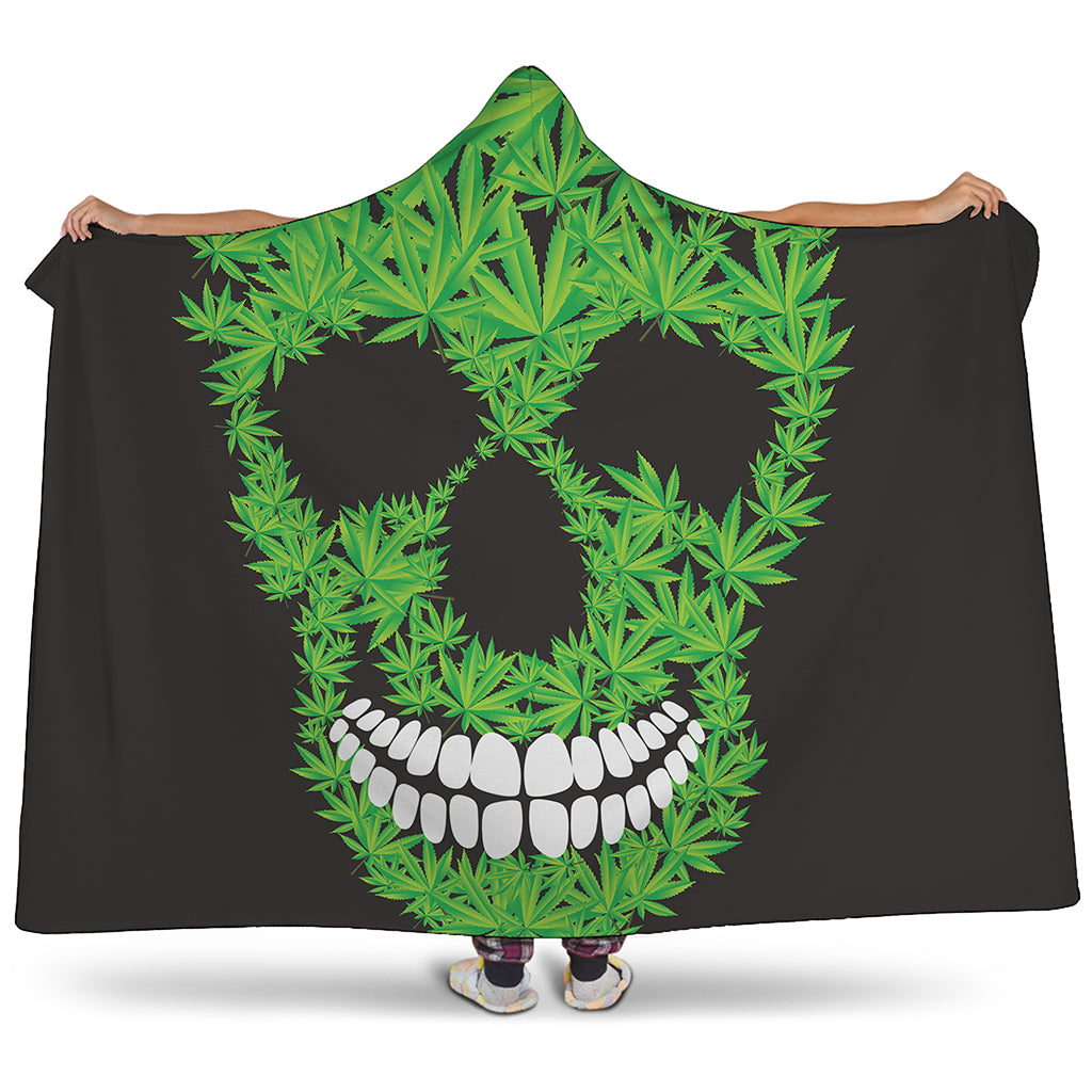 Cannabis Skull Print Hooded Blanket