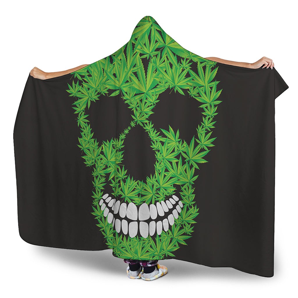 Cannabis Skull Print Hooded Blanket