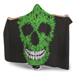 Cannabis Skull Print Hooded Blanket