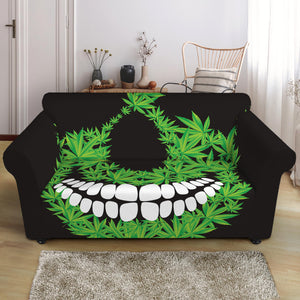 Cannabis Skull Print Loveseat Slipcover