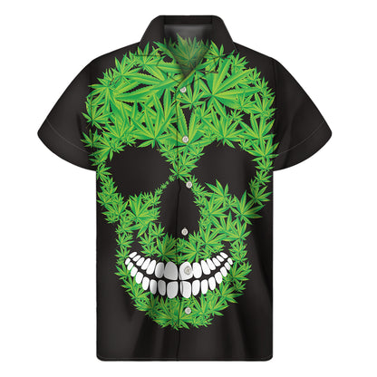 Cannabis Skull Print Men's Short Sleeve Shirt