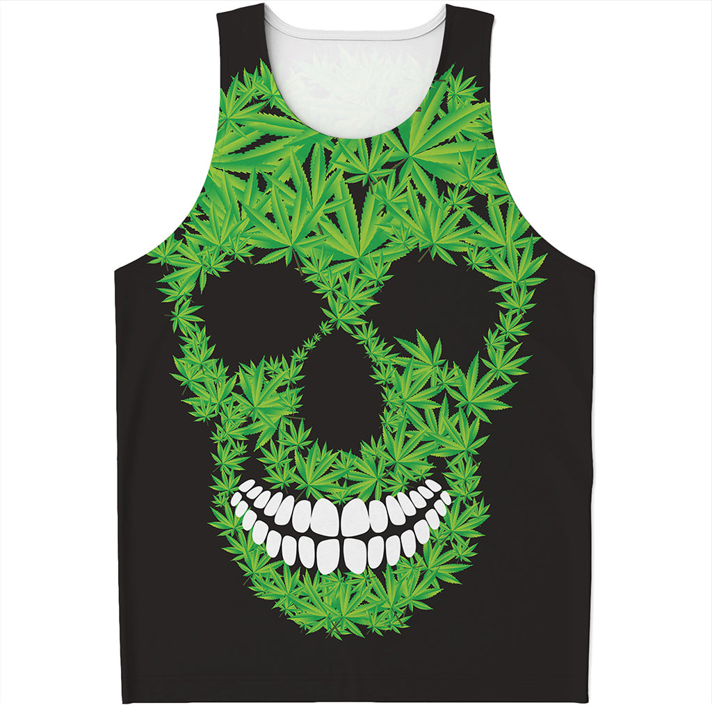Cannabis Skull Print Men's Tank Top