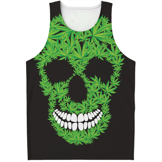 Cannabis Skull Print Men's Tank Top