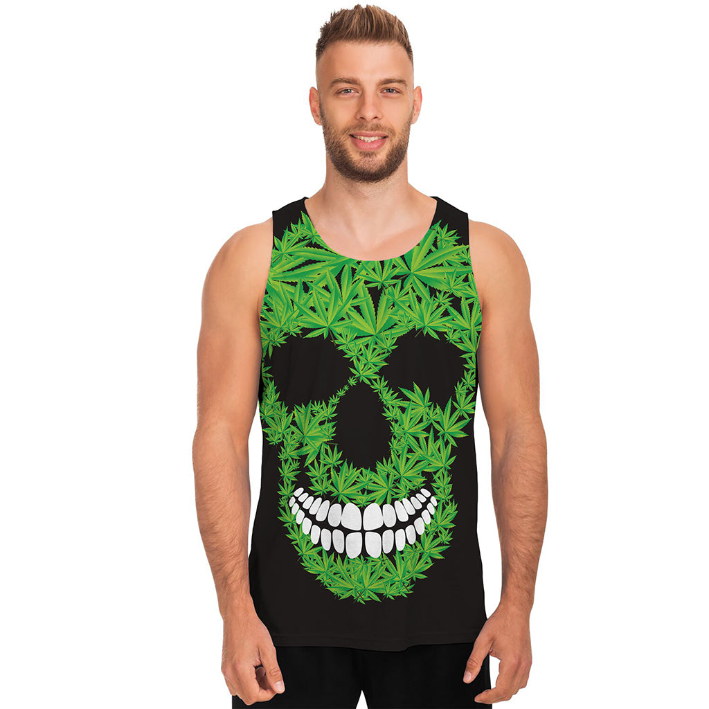 Cannabis Skull Print Men's Tank Top