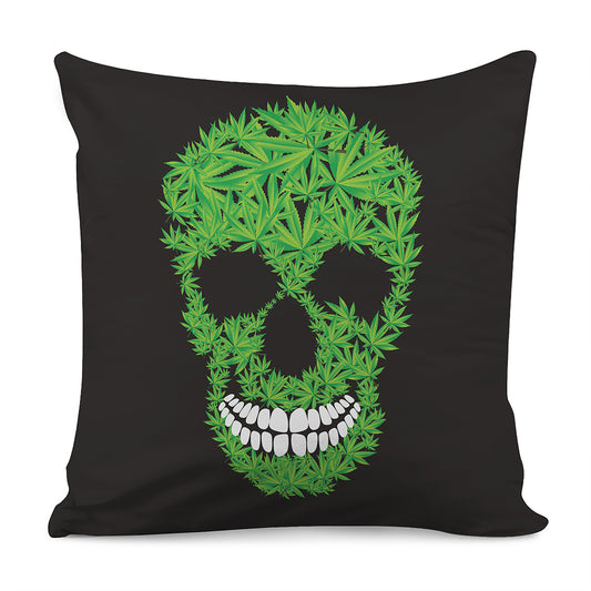 Cannabis Skull Print Pillow Cover