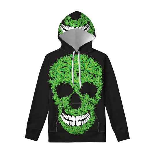 Cannabis Skull Print Pullover Hoodie