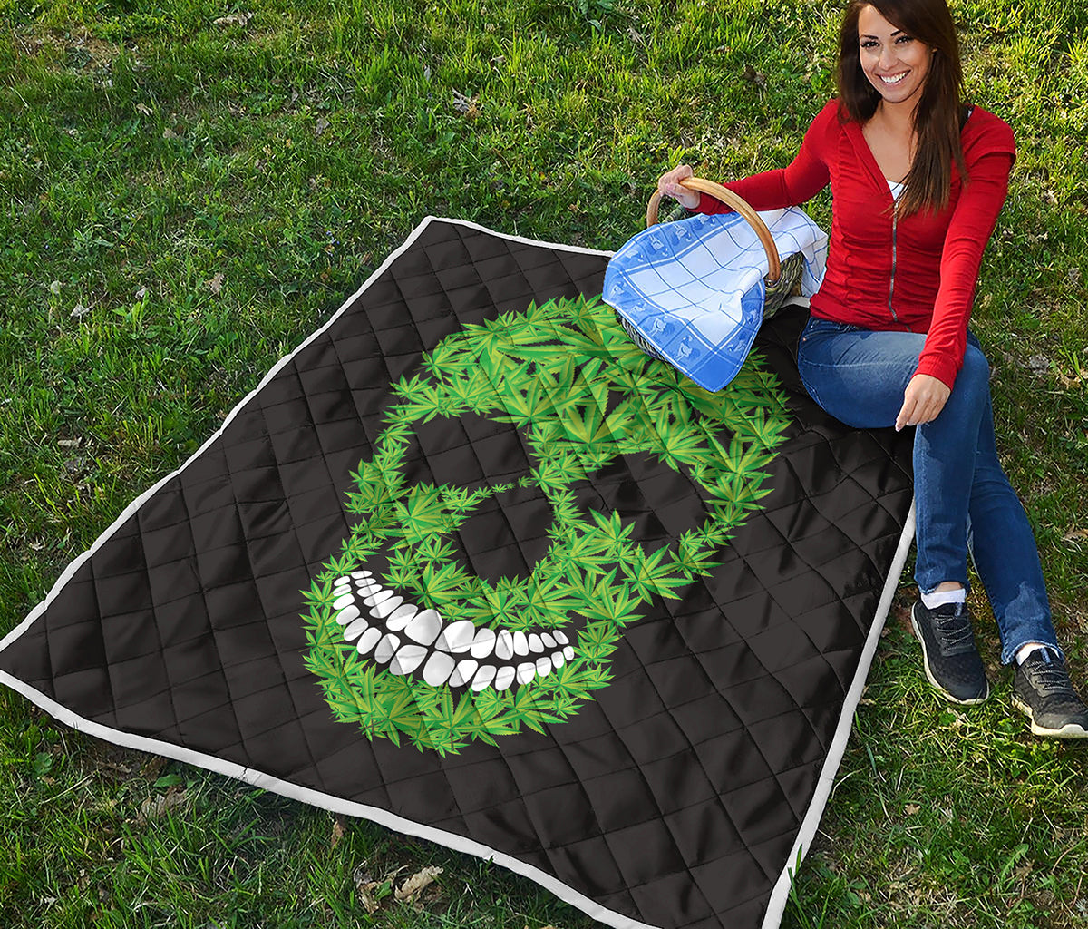 Cannabis Skull Print Quilt