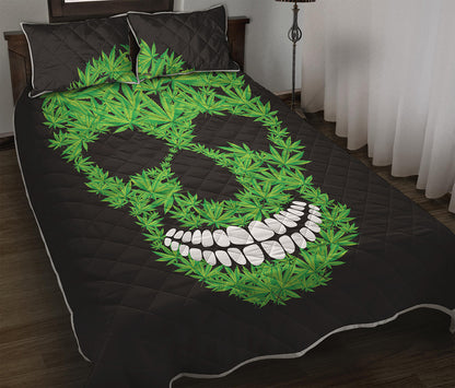 Cannabis Skull Print Quilt Bed Set