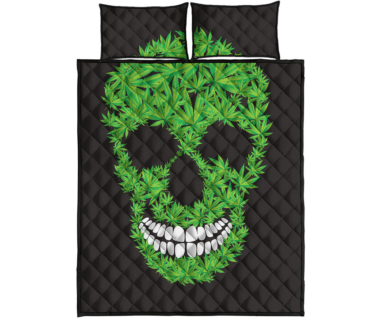 Cannabis Skull Print Quilt Bed Set