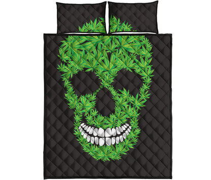 Cannabis Skull Print Quilt Bed Set