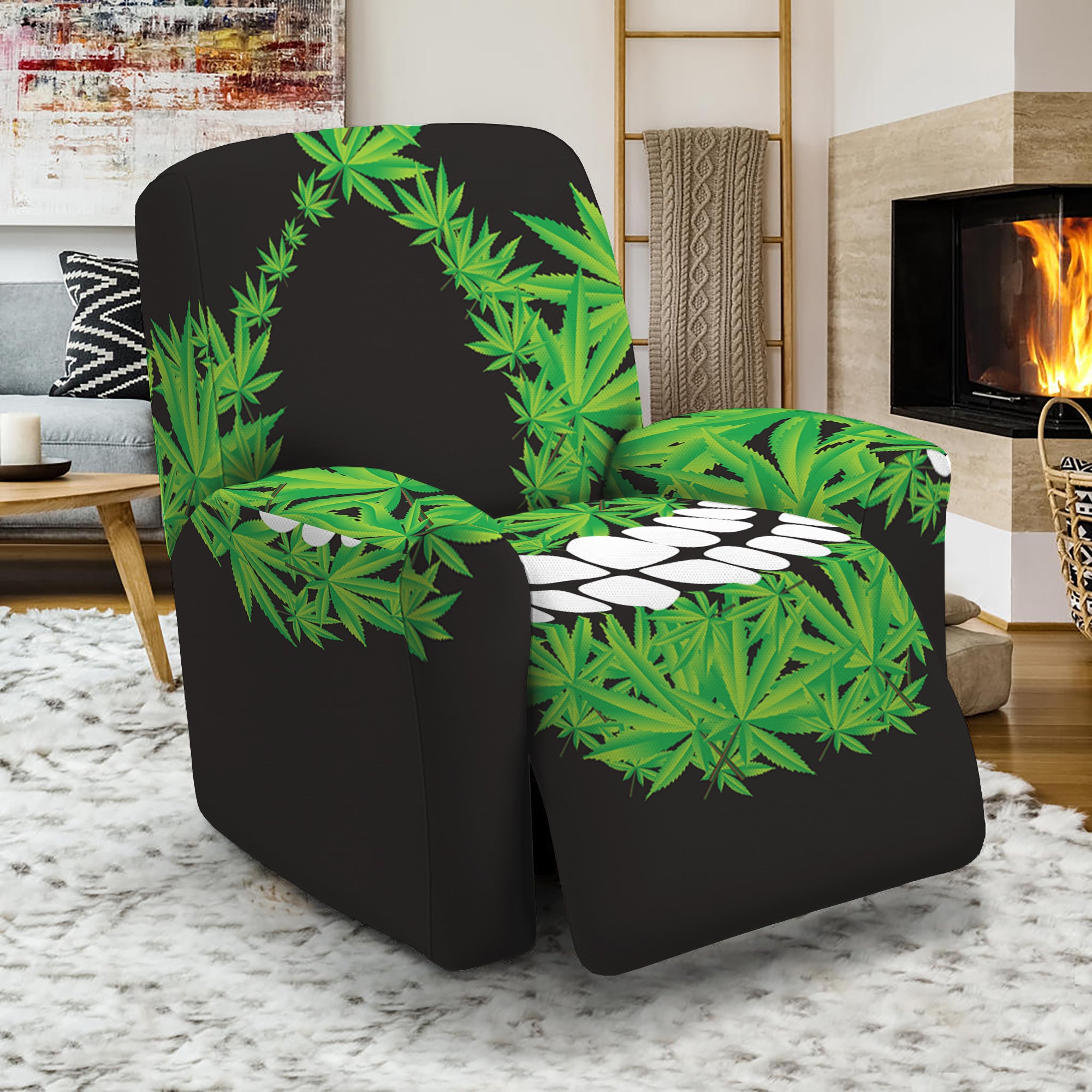 Cannabis Skull Print Recliner Slipcover