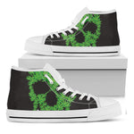 Cannabis Skull Print White High Top Shoes