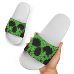 Cannabis Skull Print White Slide Sandals