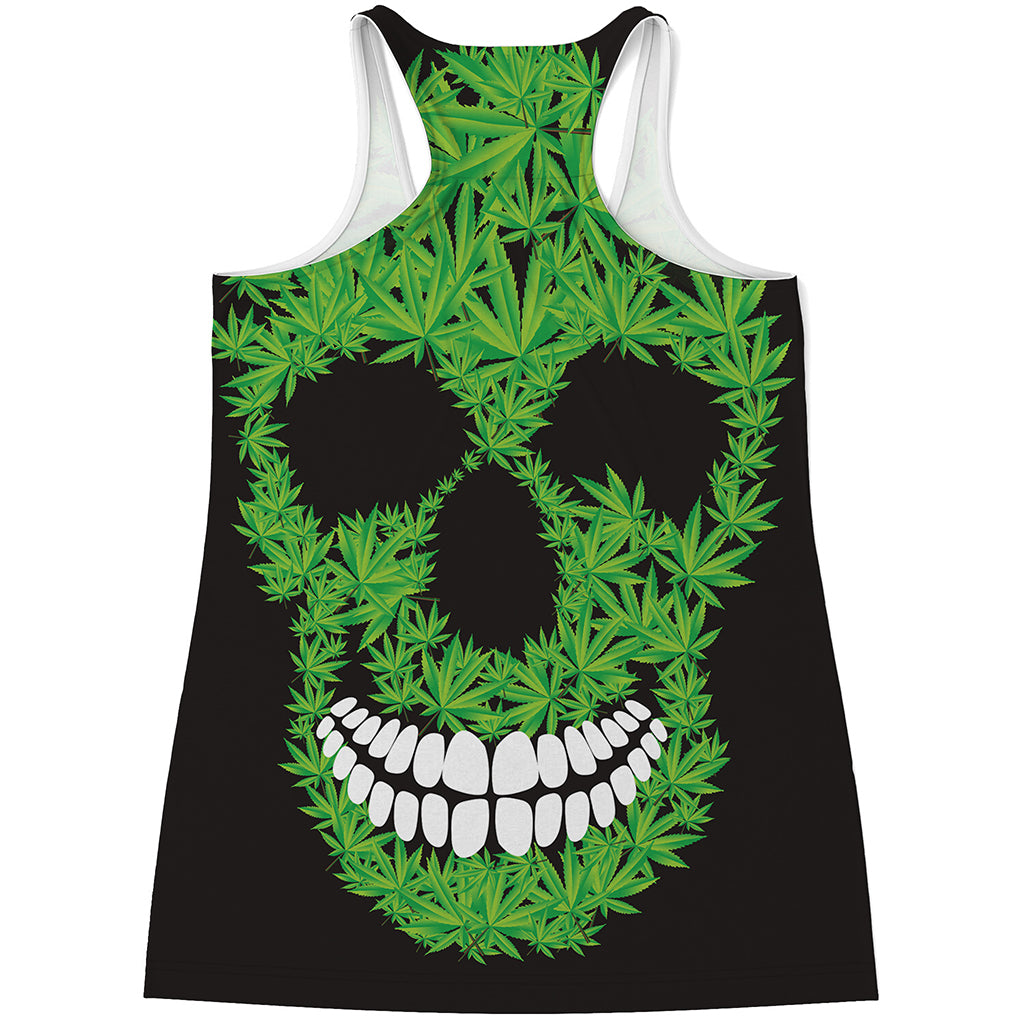 Cannabis Skull Print Women's Racerback Tank Top