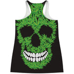 Cannabis Skull Print Women's Racerback Tank Top