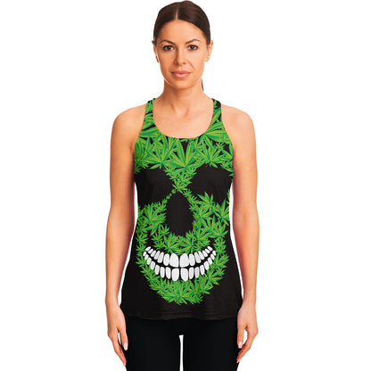 Cannabis Skull Print Women's Racerback Tank Top