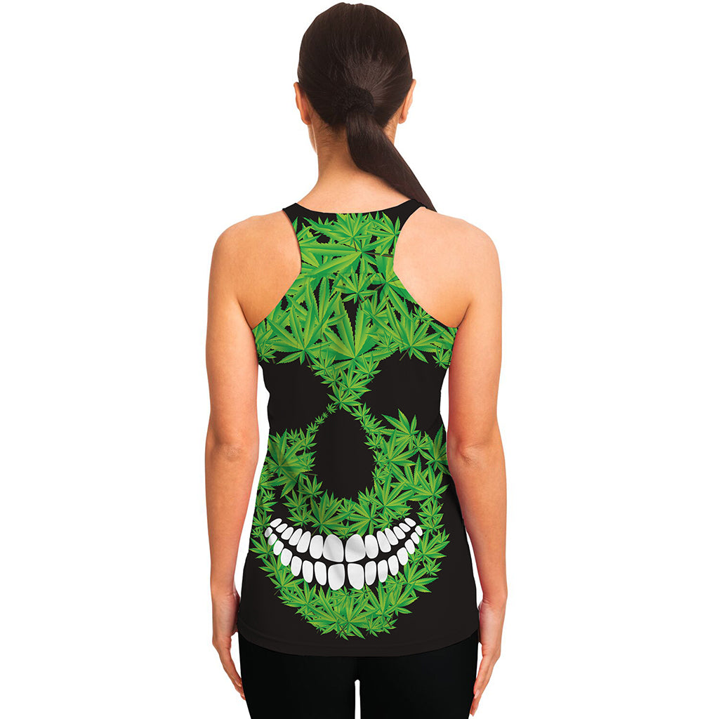 Cannabis Skull Print Women's Racerback Tank Top