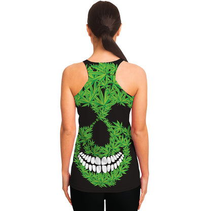 Cannabis Skull Print Women's Racerback Tank Top