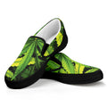 Cannabis Print Black Slip On Sneakers