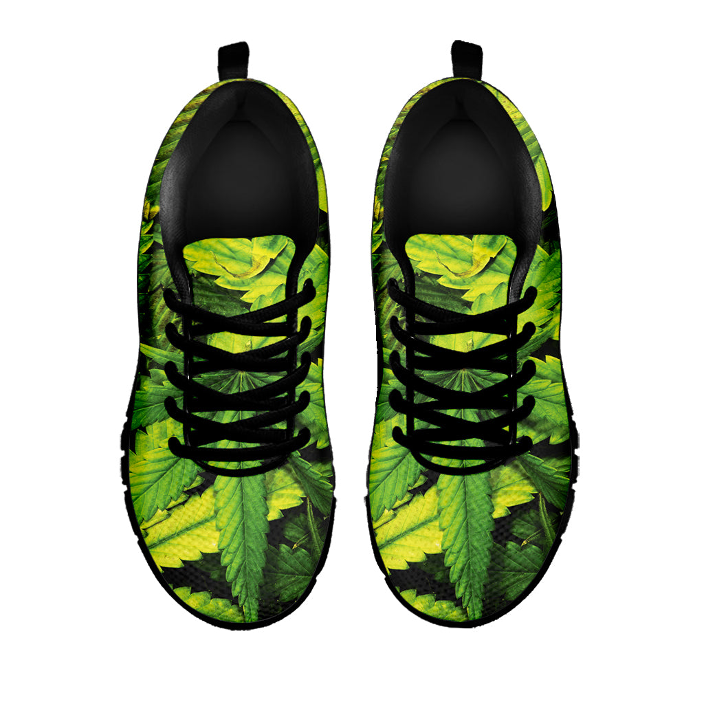 Cannabis Texture Print Black Sneakers