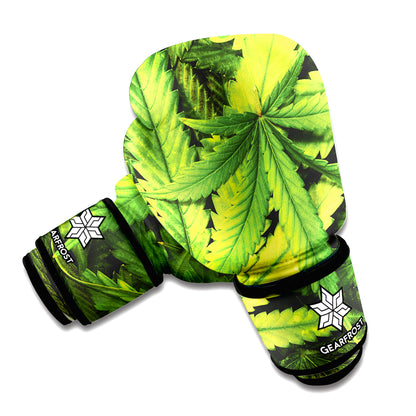 Cannabis Texture Print Boxing Gloves