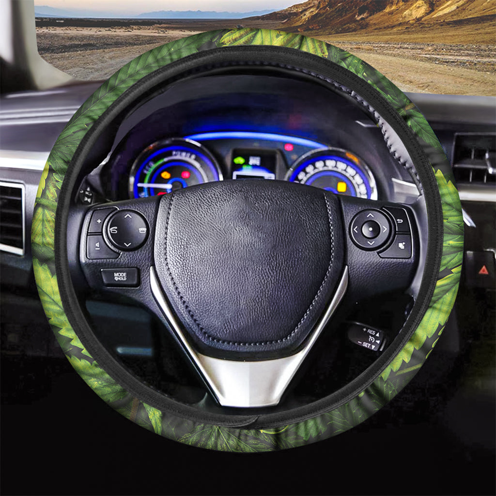 Cannabis Texture Print Car Steering Wheel Cover