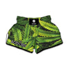 Cannabis Texture Print Muay Thai Boxing Shorts