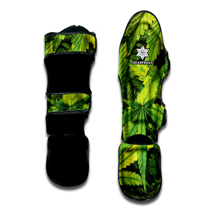 Cannabis Texture Print Muay Thai Shin Guard