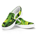 Cannabis Print White Slip On Sneakers