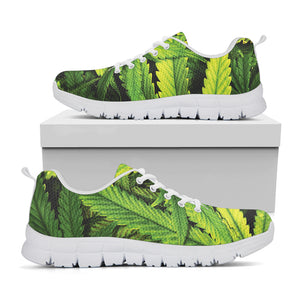 Cannabis Texture Print White Sneakers