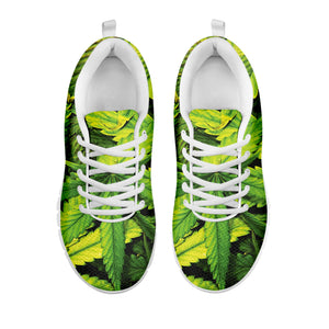 Cannabis Texture Print White Sneakers