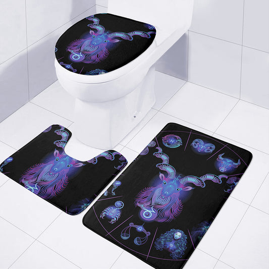 Capricorn And Astrological Signs Print 3 Piece Bath Mat Set