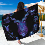 Capricorn And Astrological Signs Print Beach Sarong Wrap
