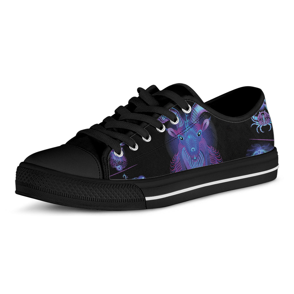 Capricorn And Astrological Signs Print Black Low Top Shoes 