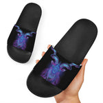Capricorn And Astrological Signs Print Black Slide Sandals