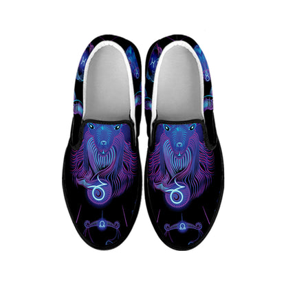 Capricorn And Astrological Signs Print Black Slip On Shoes