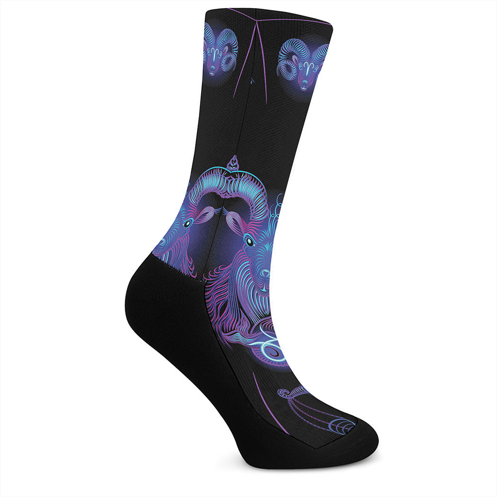 Capricorn And Astrological Signs Print Crew Socks