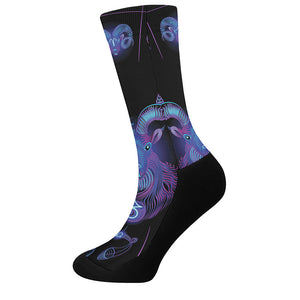 Capricorn And Astrological Signs Print Crew Socks