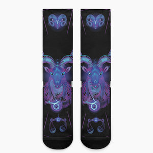 Capricorn And Astrological Signs Print Crew Socks