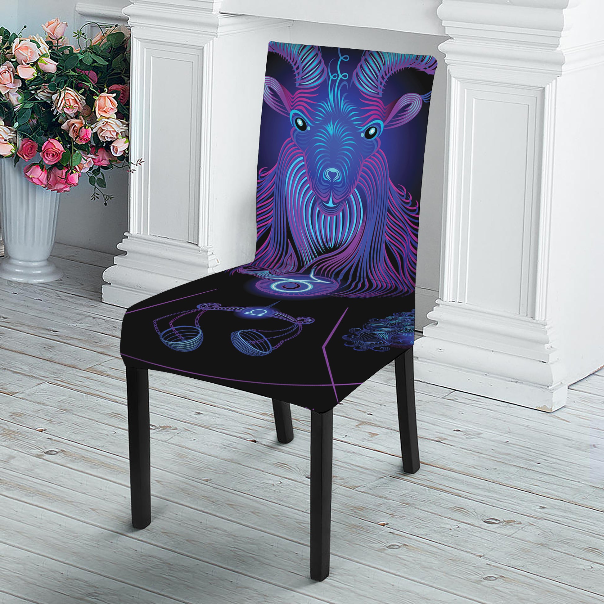 Capricorn And Astrological Signs Print Dining Chair Slipcover