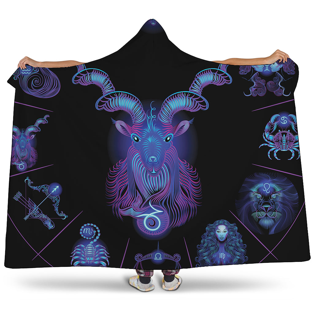 Capricorn And Astrological Signs Print Hooded Blanket