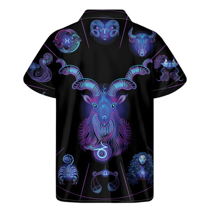 Capricorn And Astrological Signs Print Men's Short Sleeve Shirt