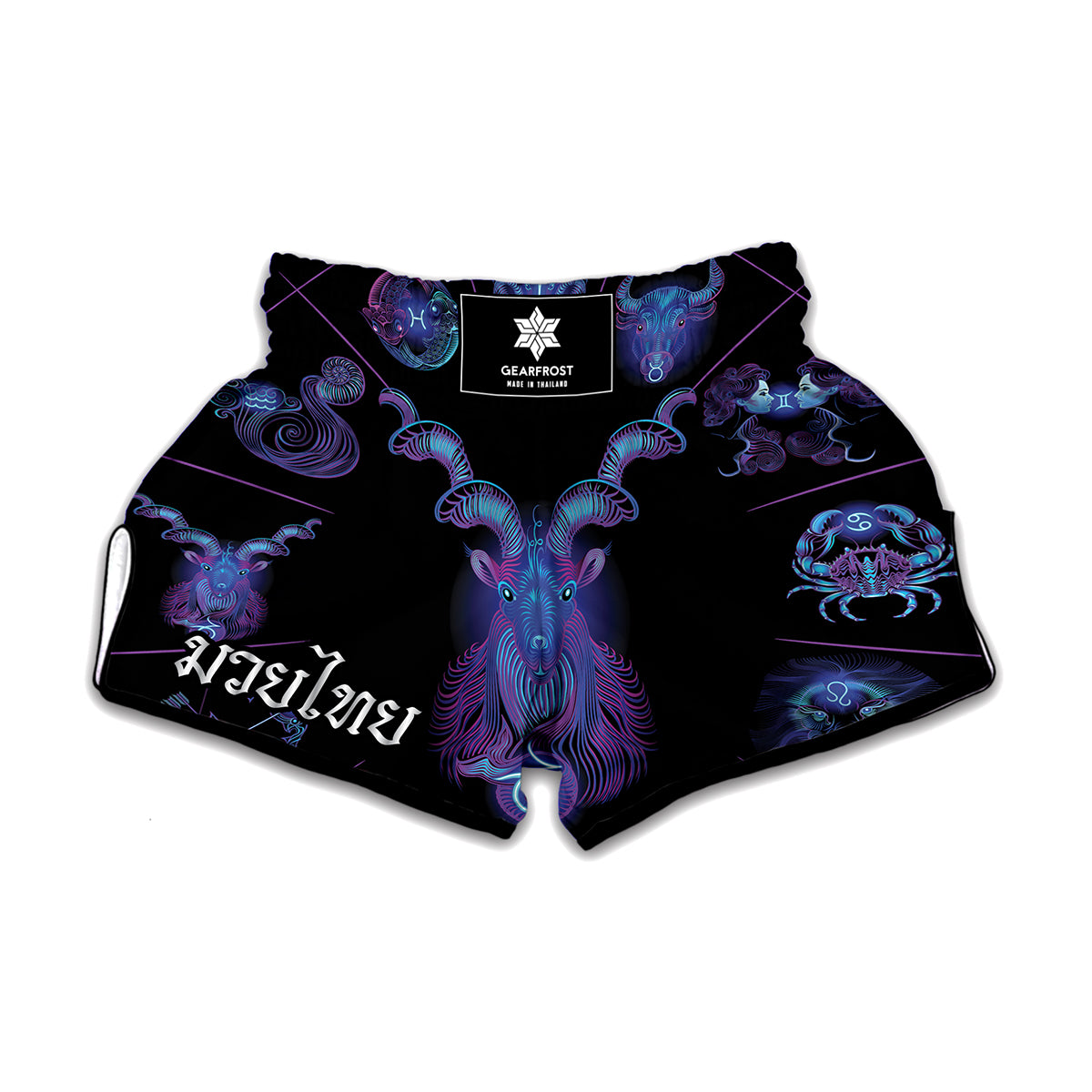 Capricorn And Astrological Signs Print Muay Thai Boxing Shorts