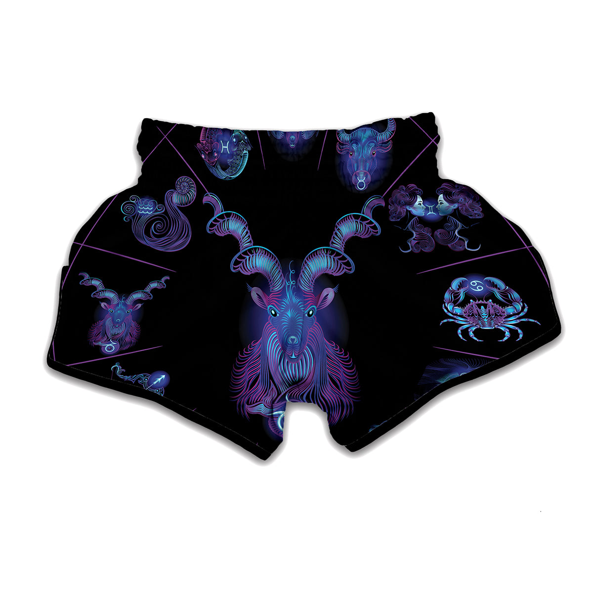 Capricorn And Astrological Signs Print Muay Thai Boxing Shorts