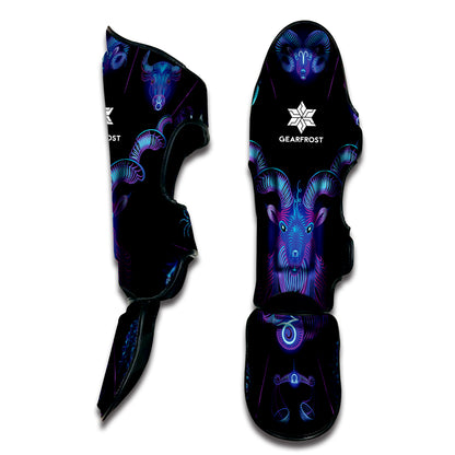 Capricorn And Astrological Signs Print Muay Thai Shin Guard